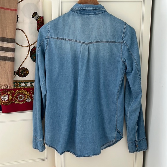 Pull&Bear Women's Top Button Down Denim Shirt - Picture 6 of 9